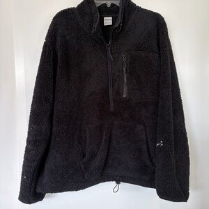 Pink Victorias Secret Black Sherpa Zip Jacket Pullover Size XL